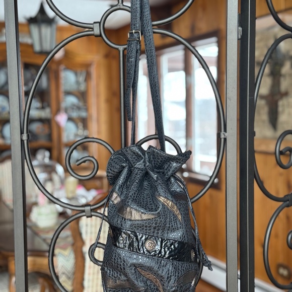 Vintage NAS BAG Satchel Bucket Bag with Drawstrings for Cinch Purse Snake Print - Picture 5 of 13